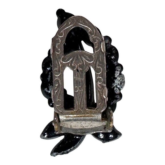 Vintage Black Rhinestone Shoe Clip Art Deco Single Craft Repurpose Brooch Floral - Picture 2 of 4